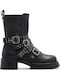 Leder Stiefeletten Damen Schwarz