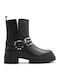 Leder Damen Stiefeletten Schwarz
