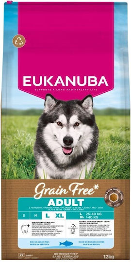 Eukanuba 12kg Dry Food Grain-Free for Adult Large Breed Dogs with Fish