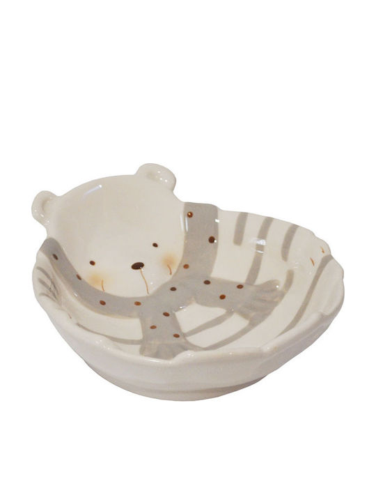 Decorative Ceramic Bowl Bear White-Grey 17.5x15.5x5cm Espiel NUI413