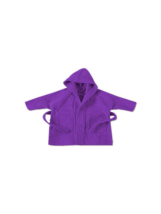 Kids Hooded Bathrobe Purple
