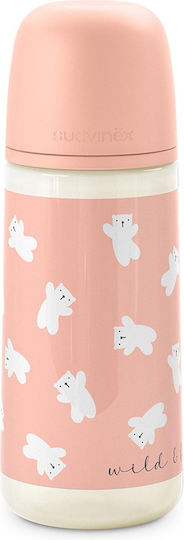Suavinex Glass Baby Bottle Nipple Anti-Colic with Silicone Nipple Pink 360ml