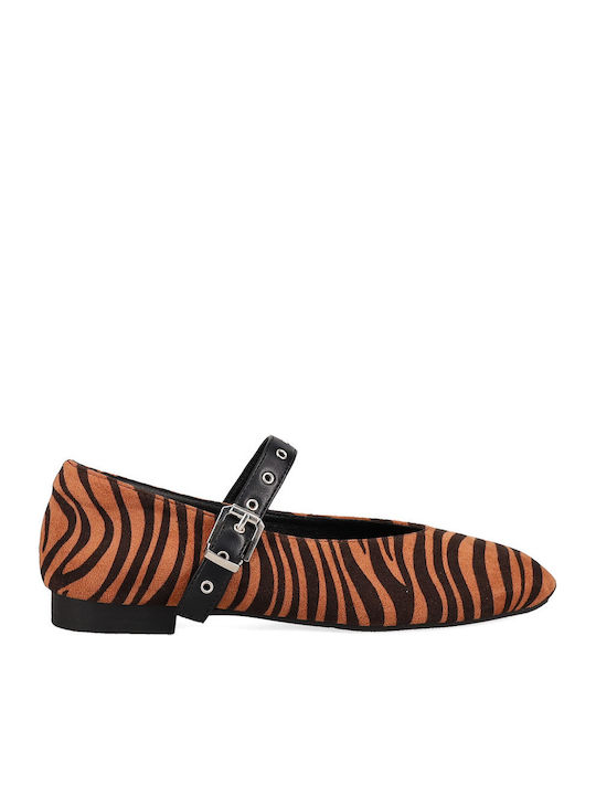 Migato Suede Leopard Ballerinas Brown