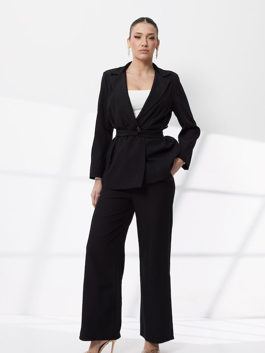 Damen Schwarz Set mit Hose in Lockerer Passform