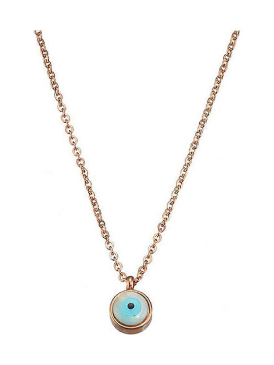 Oxzen Necklace Eye from Pink Gold Plated Steel