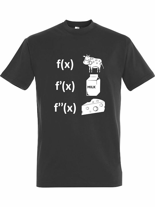 Тениска Унисекс Тъмен Сив Cow Milk Cheese Math Derivatives Funny Math Science