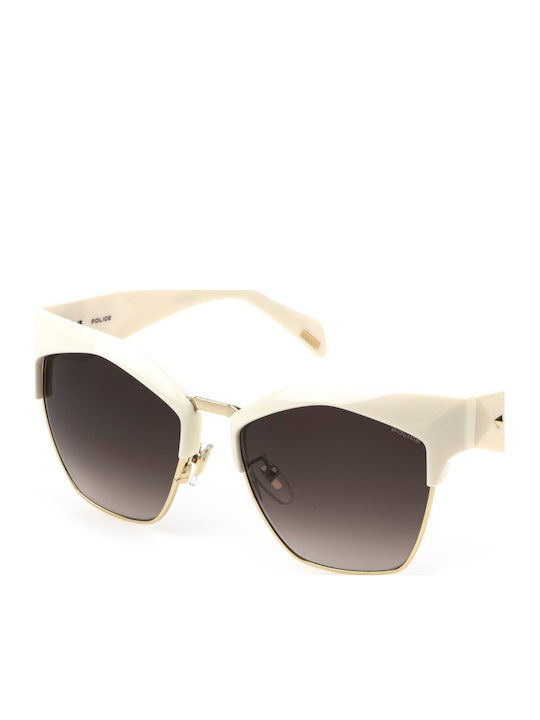 Police Women's Sunglasses with Beige Metallic Frame and Beige Lens SPLN59 09ZQ
