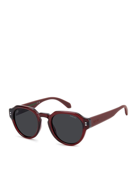Polaroid Unisex Sunglasses with Red Horn-Rimmed...