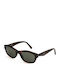 Ysl Women's Sunglasses with Brown Tartaruga Horn-Rimmed Frame and Green Lens