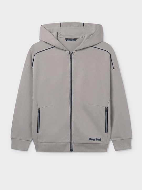 Kids Sweatshirt Cardigan With Hood And Pockets Grey