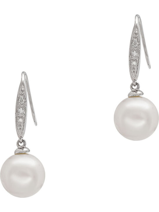 Diamond Group Ohrringe aus White Gold mit Diamant & Perlen Diamond Group Ohrringe aus White Gold mit Diamant & Perlen