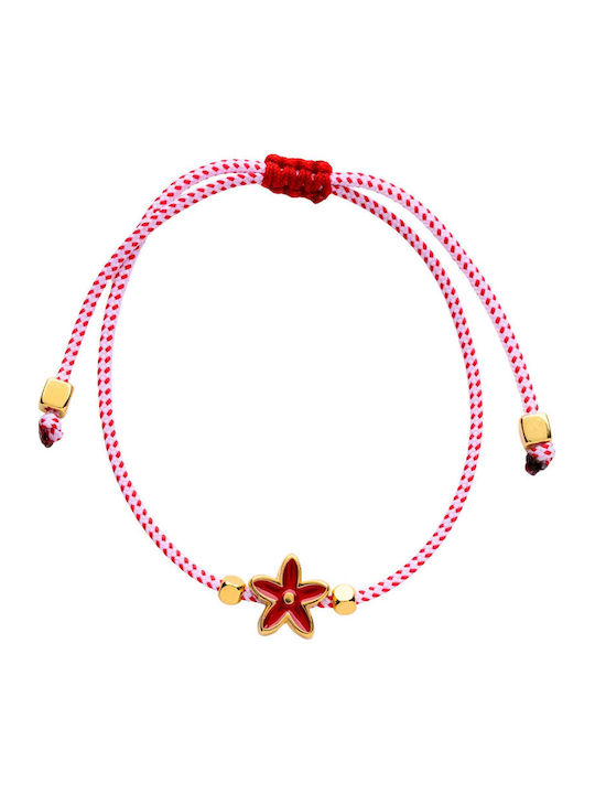 Philio Women's Bracelet Martaki with design Flower Gold Plated