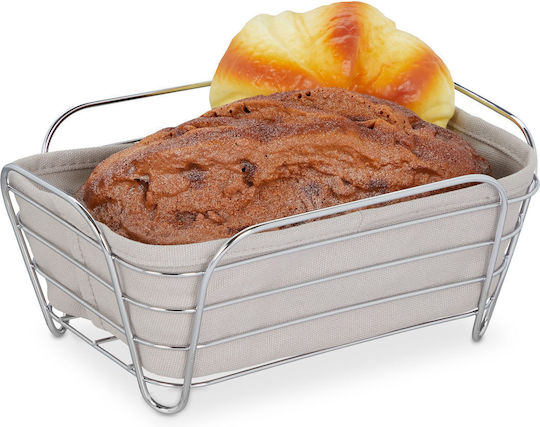 Relaxdays Brotkorb Metall Silber 23.5x17x10cm