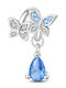 Charm Fluture din Argint cu Zircon Albastru