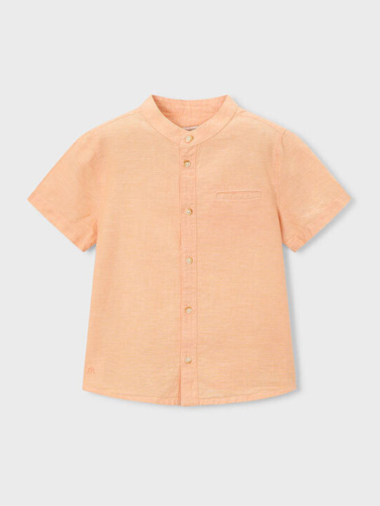 Mayoral Kids Shirt Short Sleeve Linen Orange