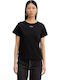 Women's Blouse Cotton Short Sleeve Black