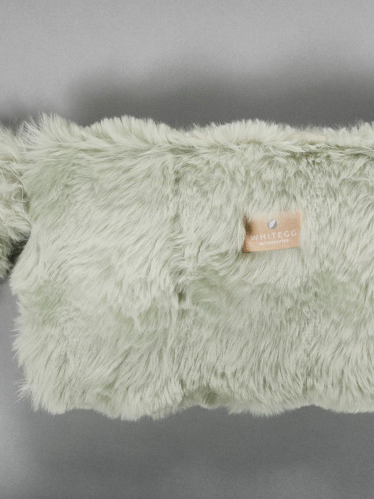 Furry Toiletry Bag Zipper T400-4 Mint Handle Furry White Egg 19x30 1pc