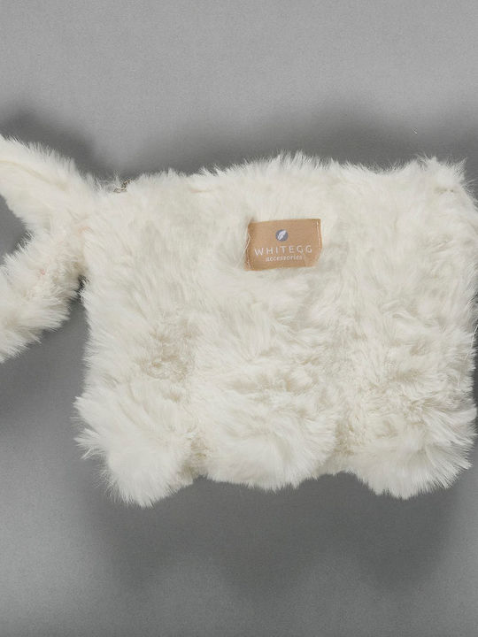 Furry Toiletry Bag Zipper T400-2 White Handle Furry White Egg 16x20 1pc
