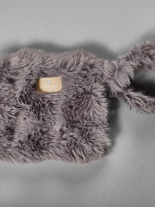Furry Toiletry Bag Zipper T400-5 Gray Handle Furry White Egg 16x20 1 Pc