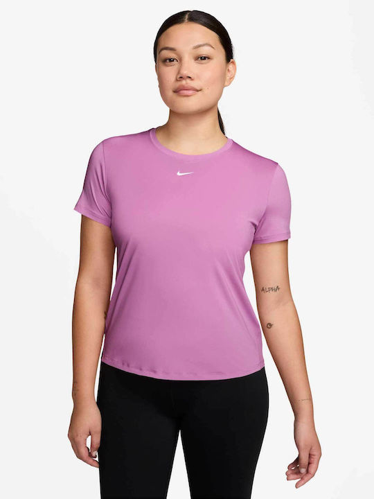 One Classic Women's Blouse Short Sleeve Purple