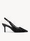 Pantofi Cu Toc Negri Slingback Din Tul Brodat
