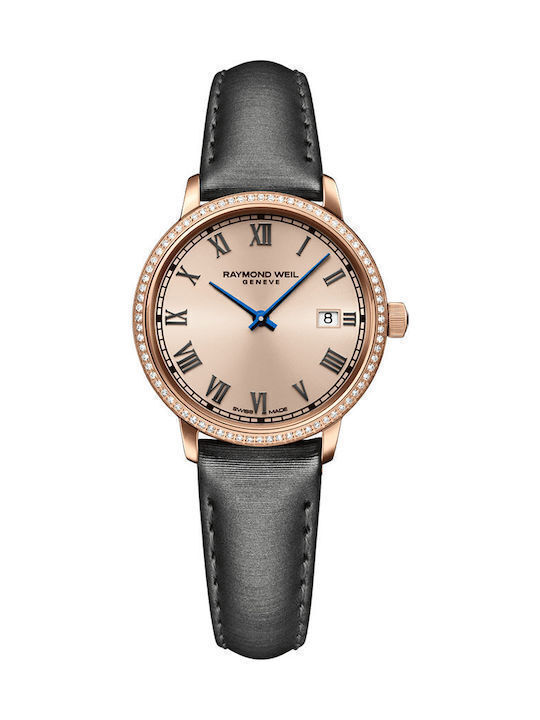 Raymond Weil Toccata Γυναικείο Ρολόι Μπαταρίας με Μαύρο Δερμάτινο Λουράκι
