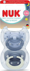 Nuk First Choice Classic Day & Night Silicone Blue Pacifiers for 6-18 Months 2 Pieces Nuk First Choice Classic Day & Night Silicone Blue Pacifiers for 6-18 Months 2 Pieces
