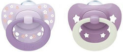 Nuk First Choice Classic Day & Night Πιπίλες Σιλικόνης Μωβ για 18-36 μηνών 2τμχ