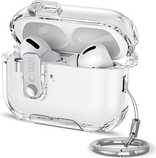 Tech-Protect Case Silicone with Hook in Transparent color for Apple AirPods Pro 3