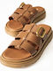 Leder Flache Sandalen für Damen Flatforms in Tabac Braun Farbe