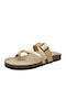 Women's Flat Sandals in Gold Color