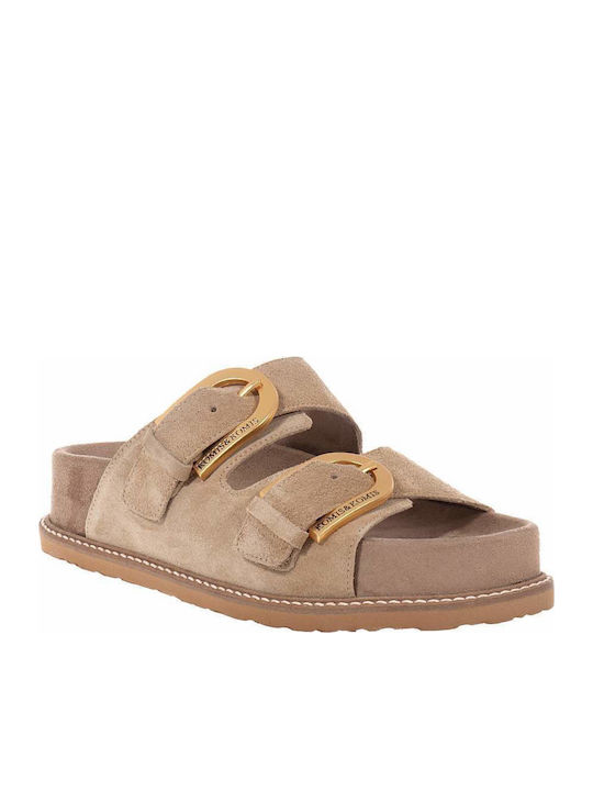 Δερμάτινα Γυναικεία Ανατομικά Σανδάλια Flatforms Ταμπά