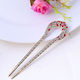 Hair Pin U-Shape Chop Stick Vintage Gold Crystals Julia