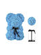 Blaues Teddybär Künstliche Rosen Transparentes Verpackung – 23cm