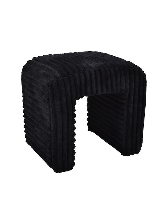 Табуретка за Крака Облечена в Кадифе Черен Цвят 43x35x41см
