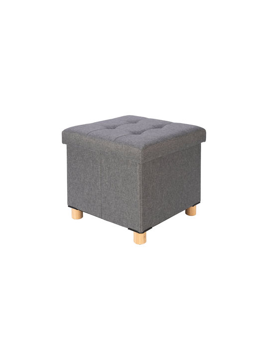 Stool For Living Room Collapsible With Storage Space Upholstered with Fabric Grey Fabric 38x38x34cm