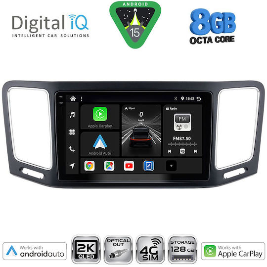 Digital IQ Car Audio System for Volkswagen Sharan 2011-2023 (Bluetooth/USB/AUX/WiFi/GPS/Apple-Carplay/Android-Auto) with Touch Screen 9"