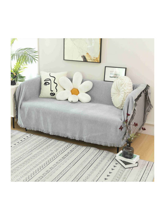 SpitiBazaar Überwürfe Set 3 Stück Chenille Anthrazit