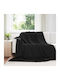 vidaXL Ριχτάρι Πολυθρόνας Fleece 240x220εκ. Μαύρο