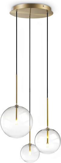 Ideal Lux Equinoxe Sp3 Κρεμαστό Φωτιστικό Χρυσό 42x42εκ.