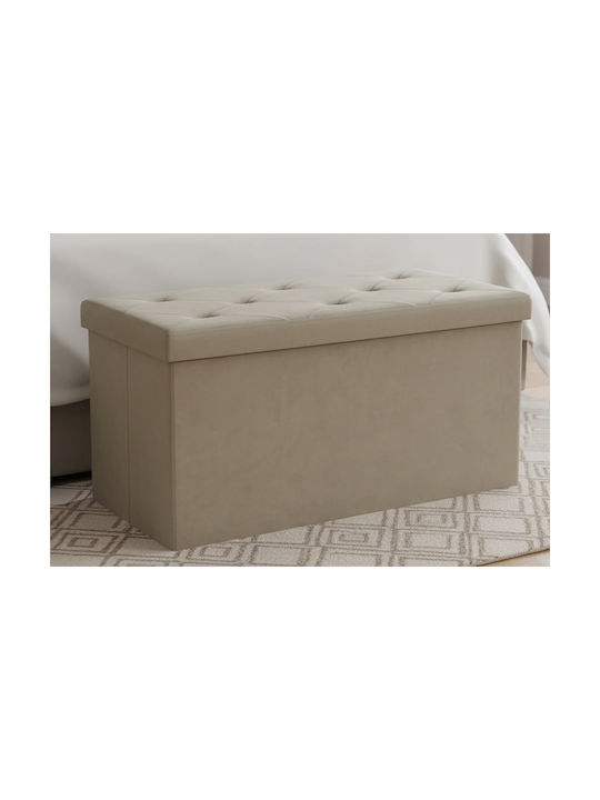 Stool-Bean Bag Chair 642960 Storage Space Cappuccino Velvet 76x38x38cm