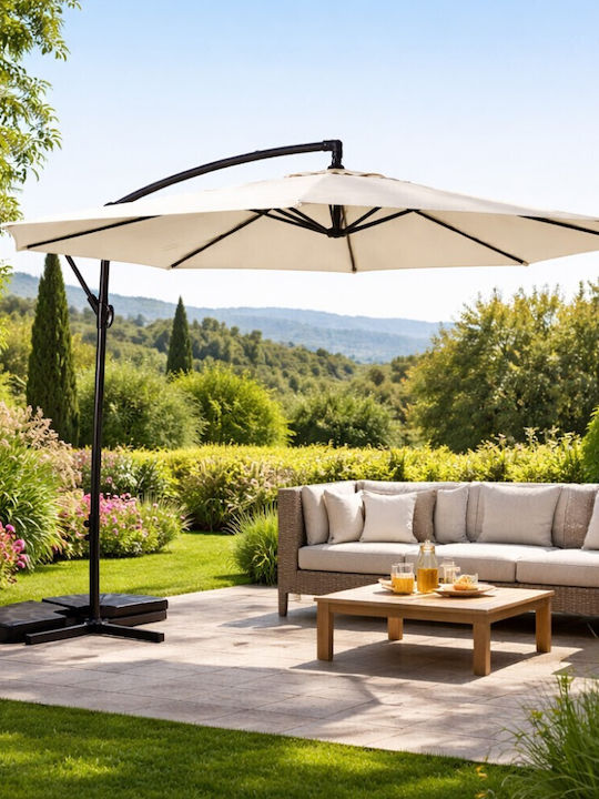 Hanging Circular Aluminum Banana Ecru Parasol Φ3m