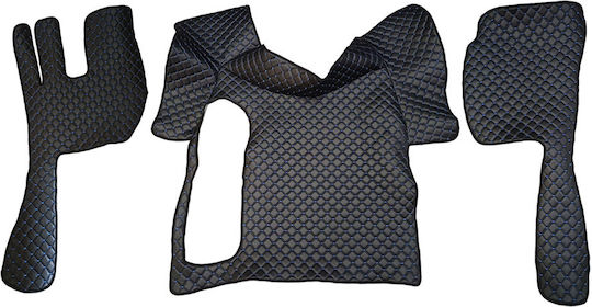 Set Car Mats Dead Leatherette Volvo Fh1216 2002-2012 Manual Double Black Blue Stitching 3 Pieces
