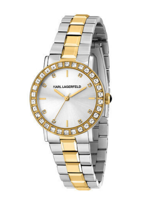 Karl Lagerfeld Ceas Dama 33mm Cu Baterie Cu Brățară Argintie Din Oțel Inoxidabil