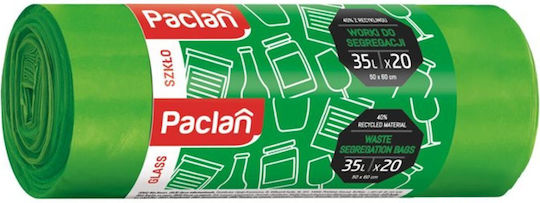 Paclan Σακούλες Απορριμάτων Χωρητικότητας 35lt 60x50cm 20τμχ Πράσινες