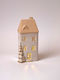 Estheti Keramisches Haus Beleuchtet Off Weiß 9,4x8x19,5cm 2 Stücke 600-48110