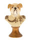 Beige Polyresin Hündchen Statue mit Abzeichen 15x11x23cm