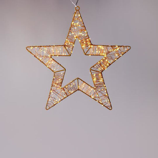 Estheti Aστερι Beleuchtete 35cm 200 Mini LED 4,5V Mit Formgeformtem Bronze Metallrahmen Bronze Häkchen Kaltkabel 180 Thermo Weiß & 20 Thermo Weiß Flash Mini LED Projektor 5m IP44 2 Stücke 600-22554