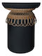 Prilep Round Table Dining Room from Cement Black Velvet-Black Metal 60x60x76cm