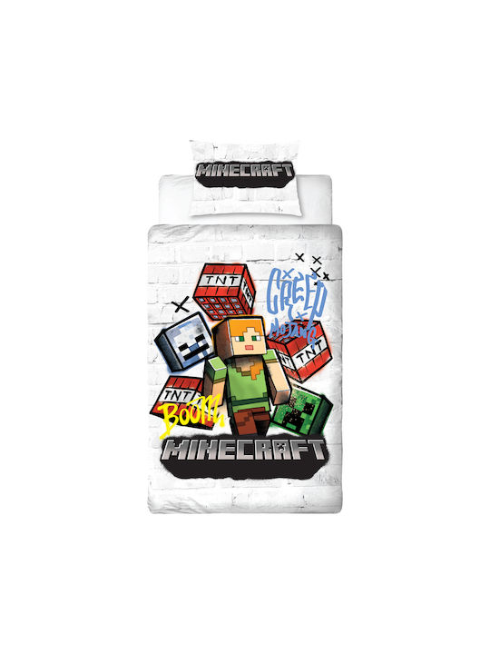 Minecraft Set Kids Duvet Cover Single with Pillowcase Multicolored 140x200cm